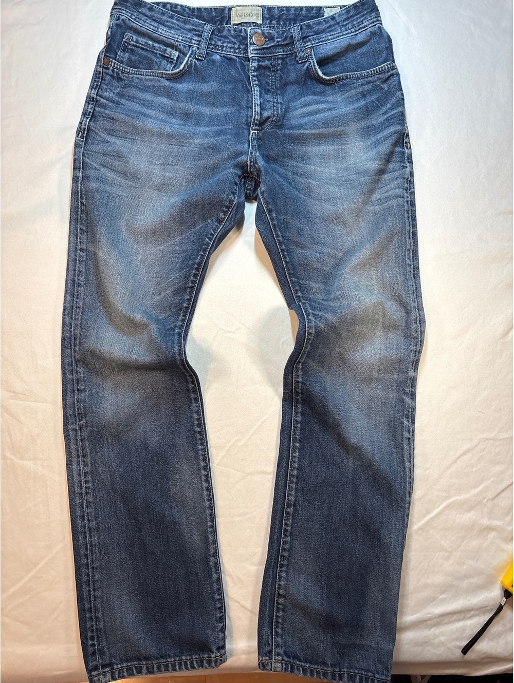 Jack Jones Button Fly Men’s Jeans Vintage Clothing Distressed Y2K Faded Blue